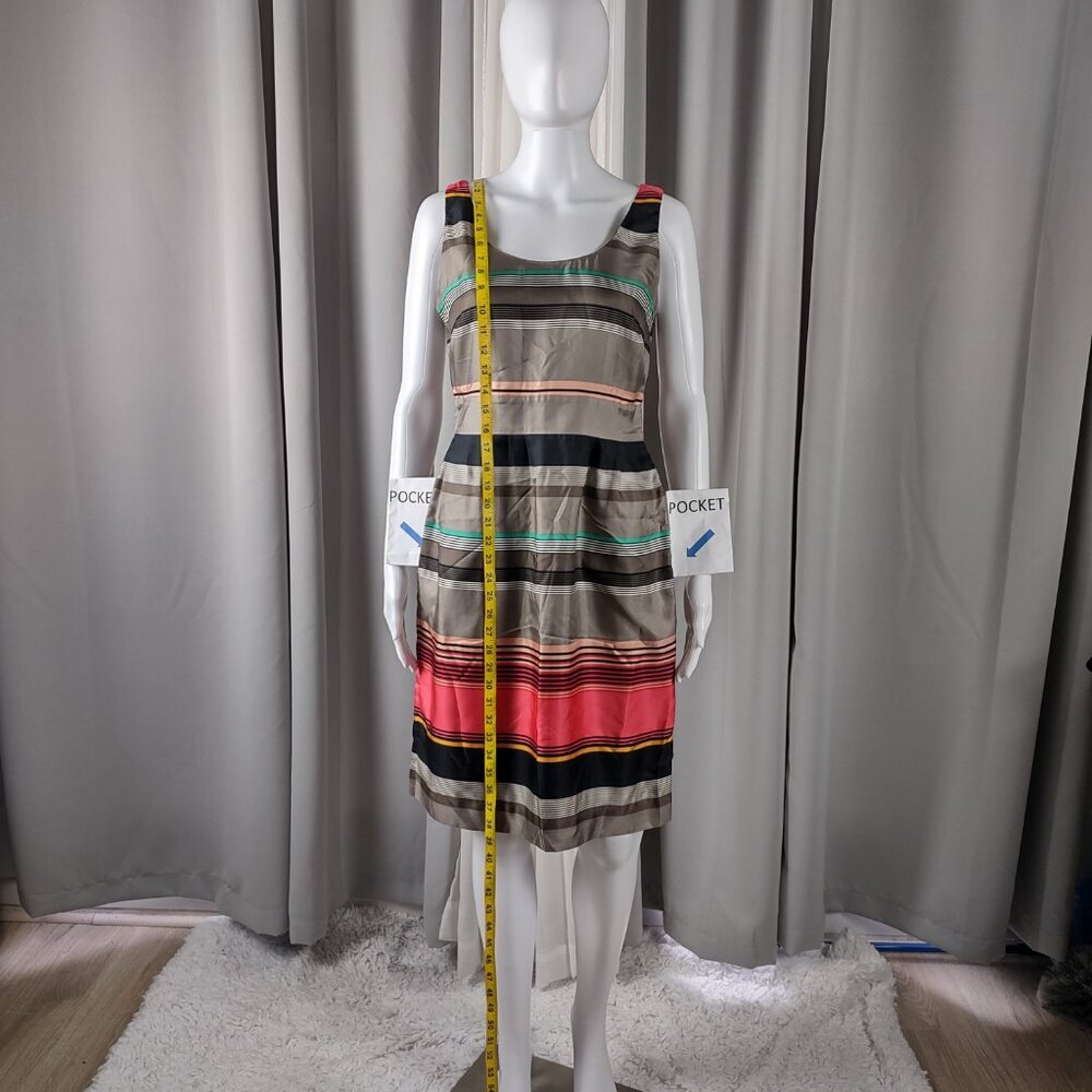 Banana Republic 100% Silk Striped Sheath Knee Length Dress Petite 4P - Picture 6 of 11